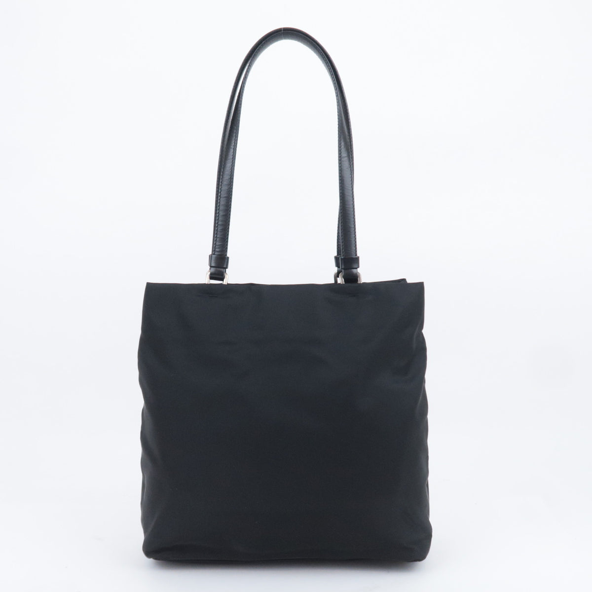 PRADA Nylon Leather Tote Bag Black B11214
