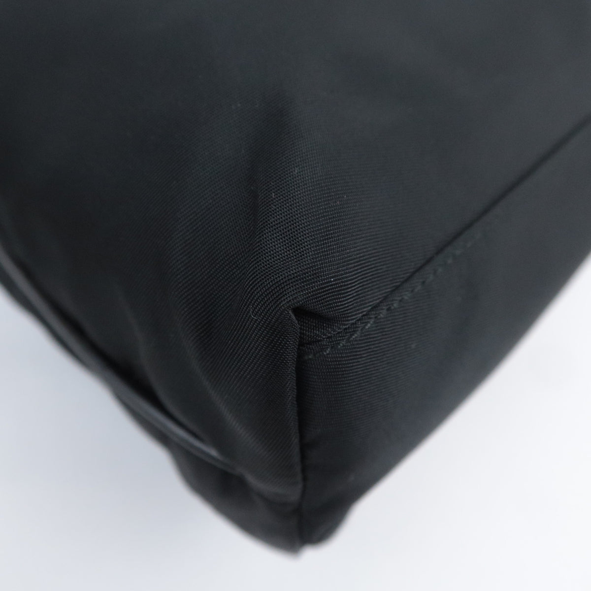 PRADA Nylon Leather Tote Bag Black B11214