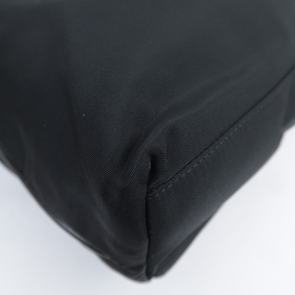 PRADA Nylon Leather Tote Bag Black B11214
