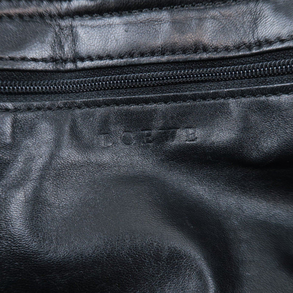 LOEWE Repeat Anagram Fur Trim Leather Handbag