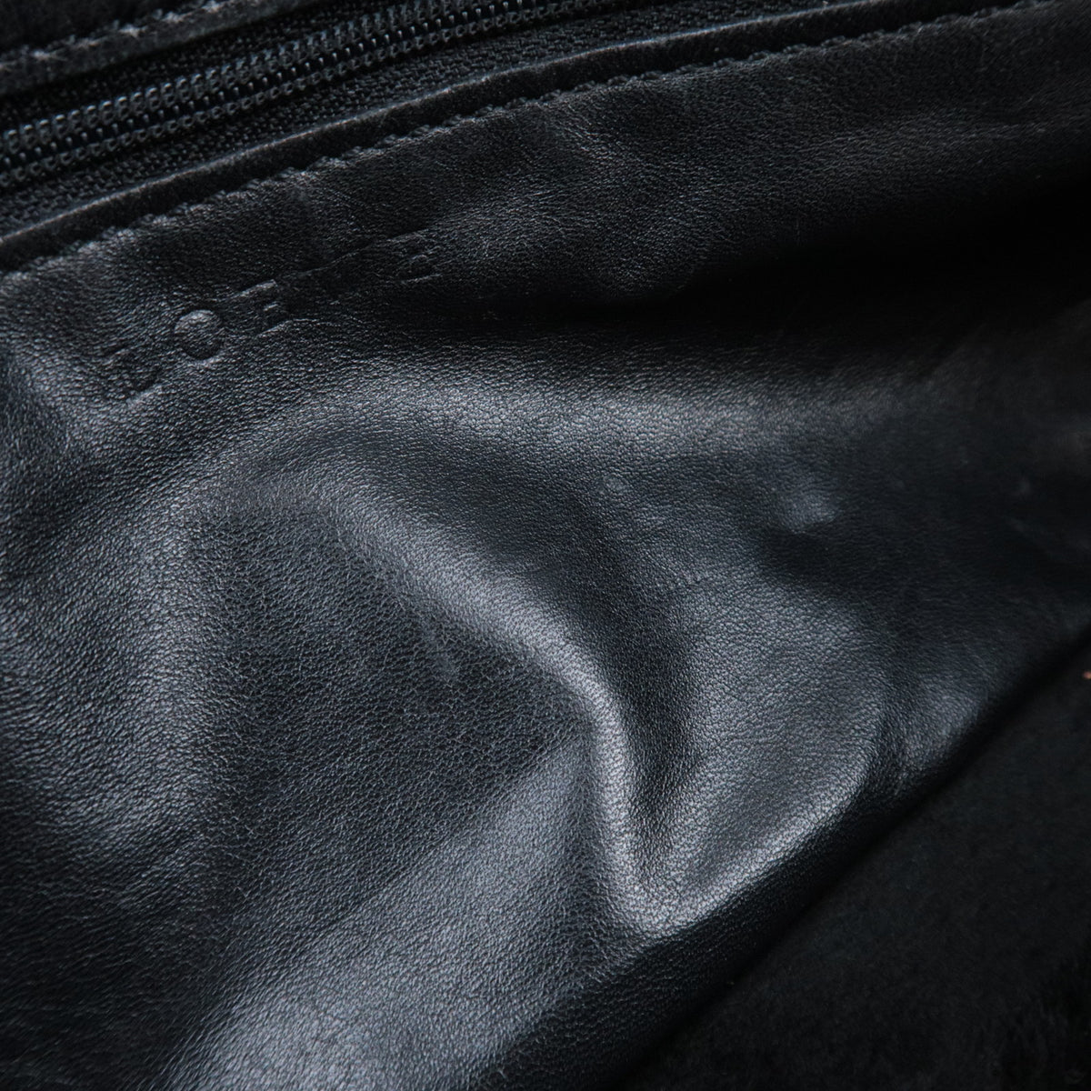 LOEWE Repeat Anagram Fur Trim Leather Handbag