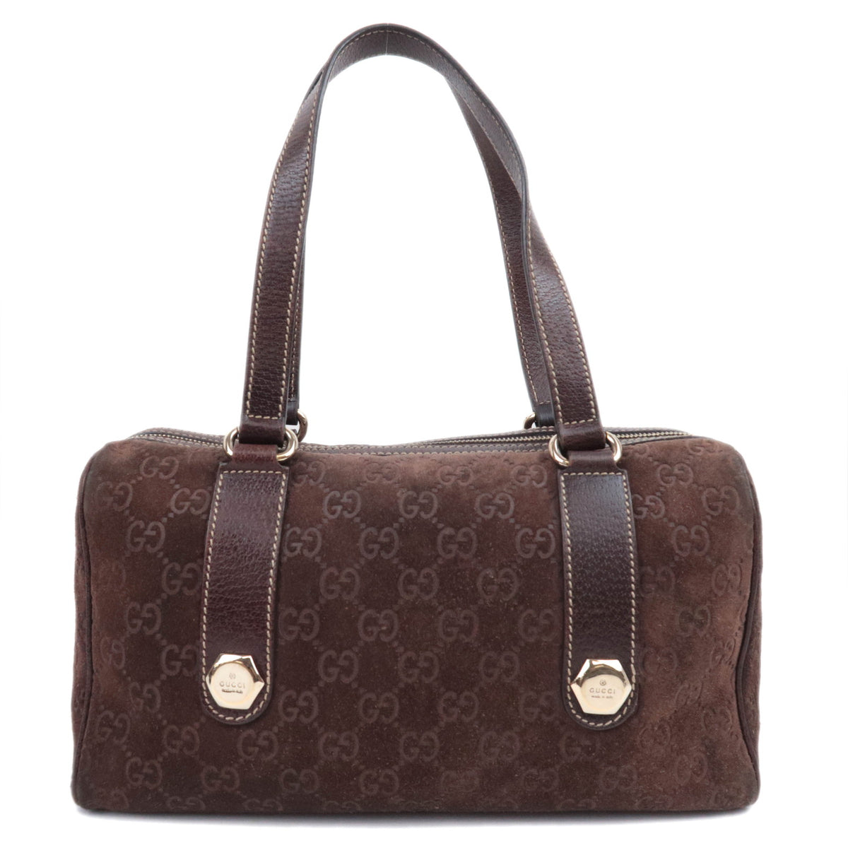 GUCCI Suede Leather Handbag Brown 15245793072