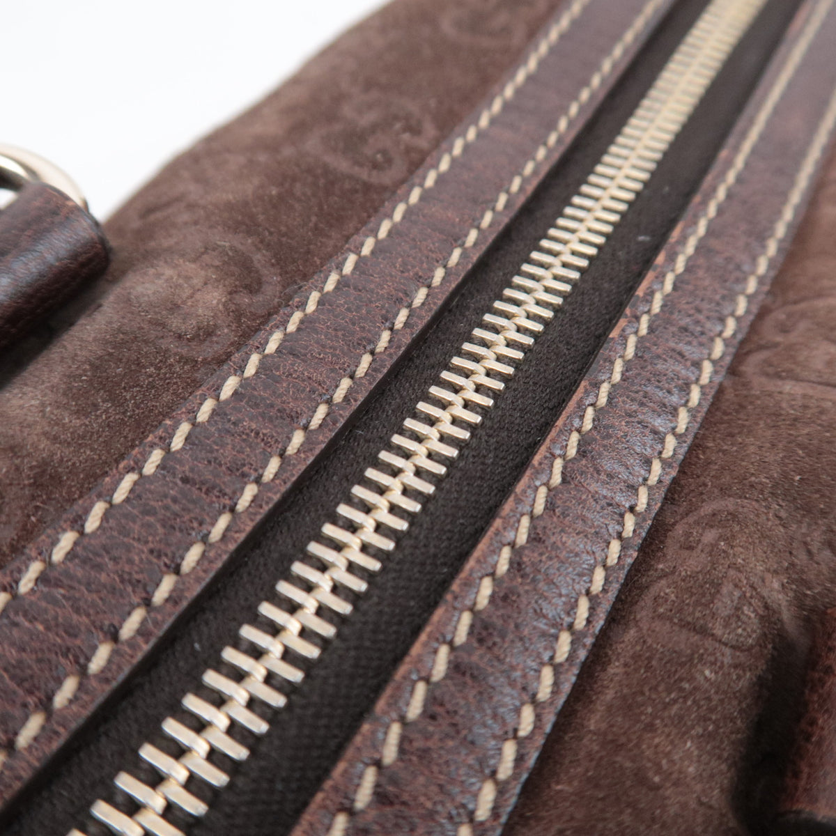 GUCCI Suede Leather Handbag Brown 152457