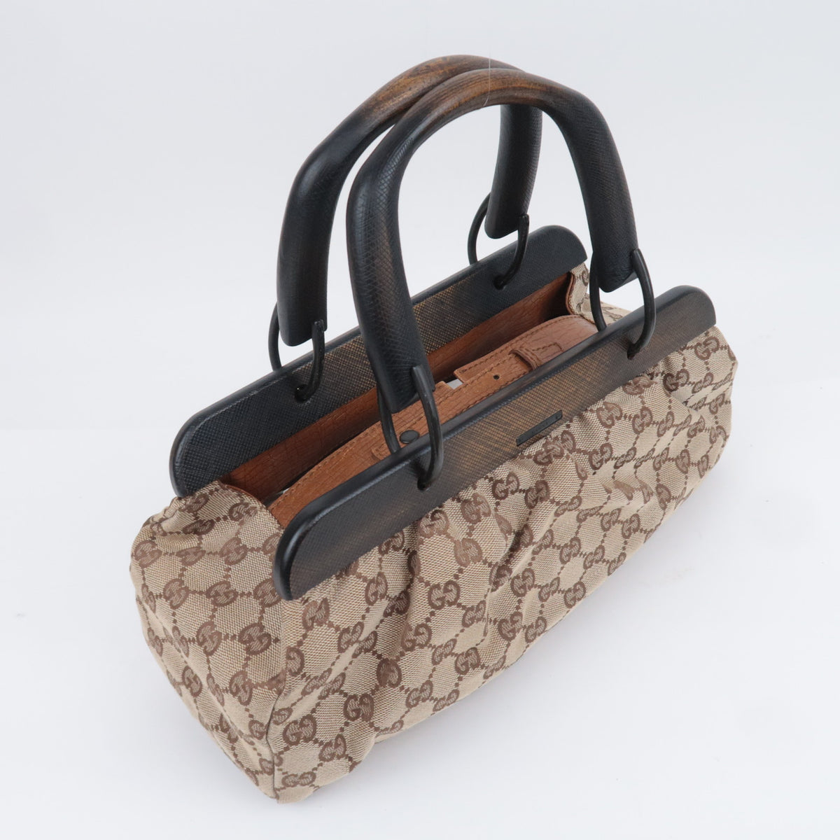 GUCCI by Tom Ford GG Canvas Wood Handle Handbag 112683