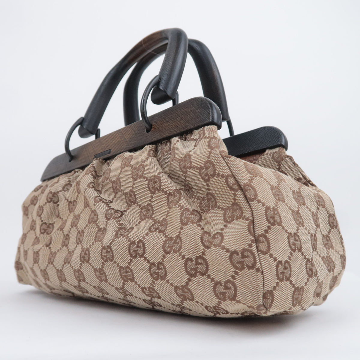 GUCCI by Tom Ford GG Canvas Wood Handle Handbag 112683