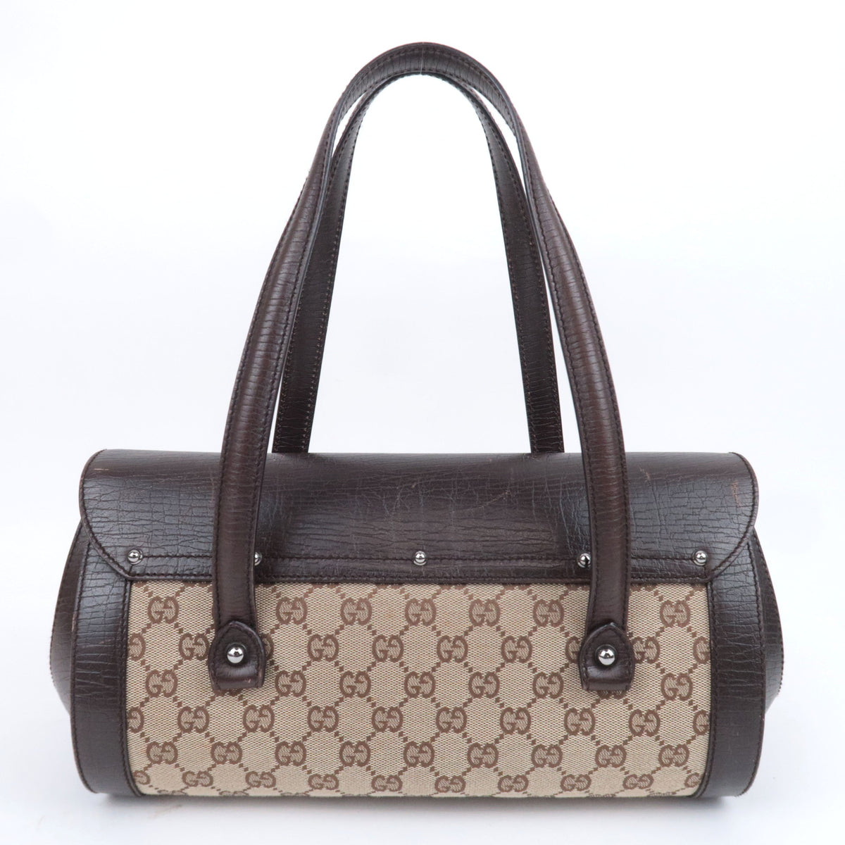 GUCCI Bamboo GG Canvas Barrel Bag 111713