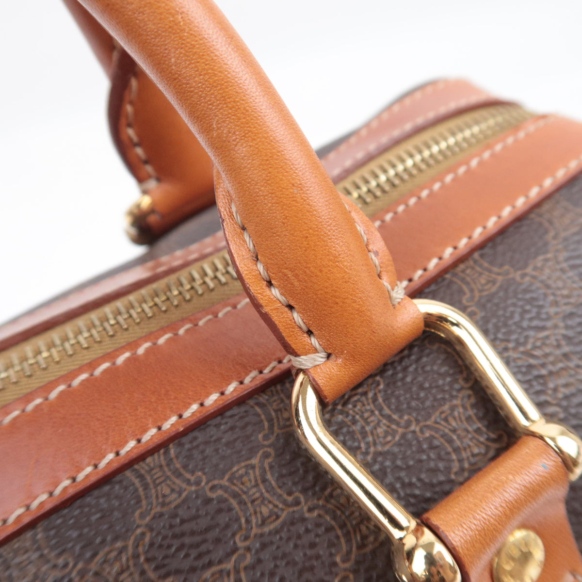 CELINE Macadam Handbag PVC Leather Brown