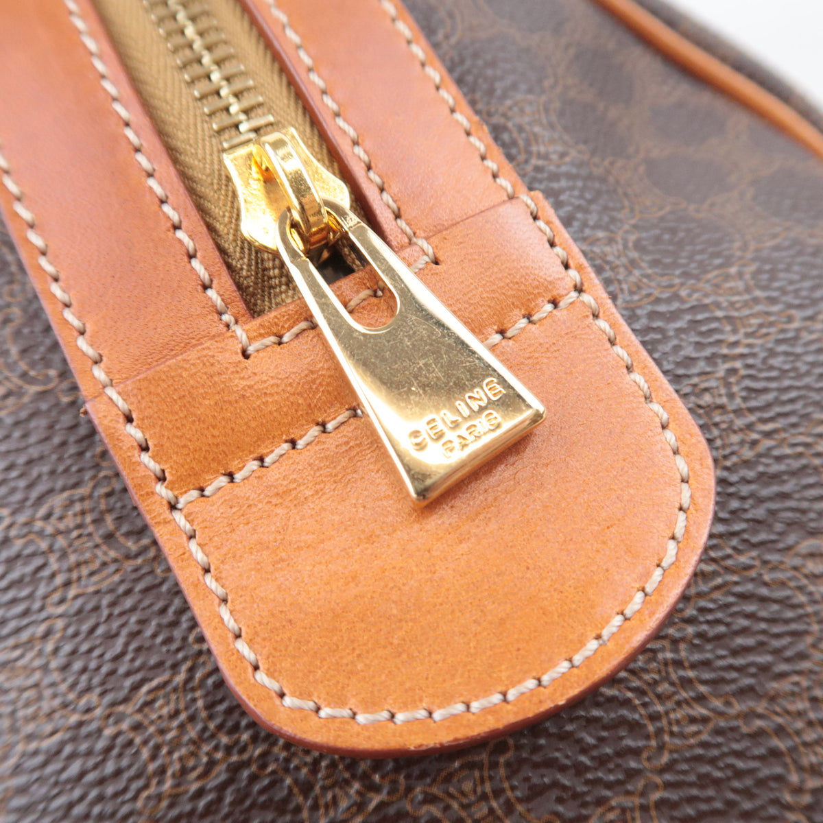 CELINE Macadam Handbag PVC Leather Brown