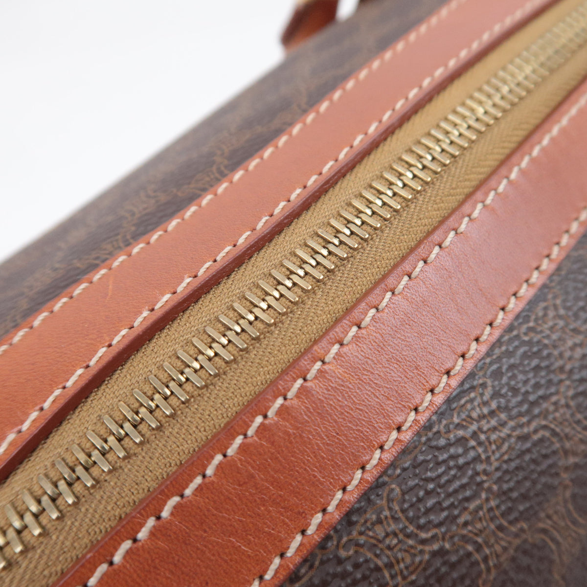 CELINE Macadam Handbag PVC Leather Brown