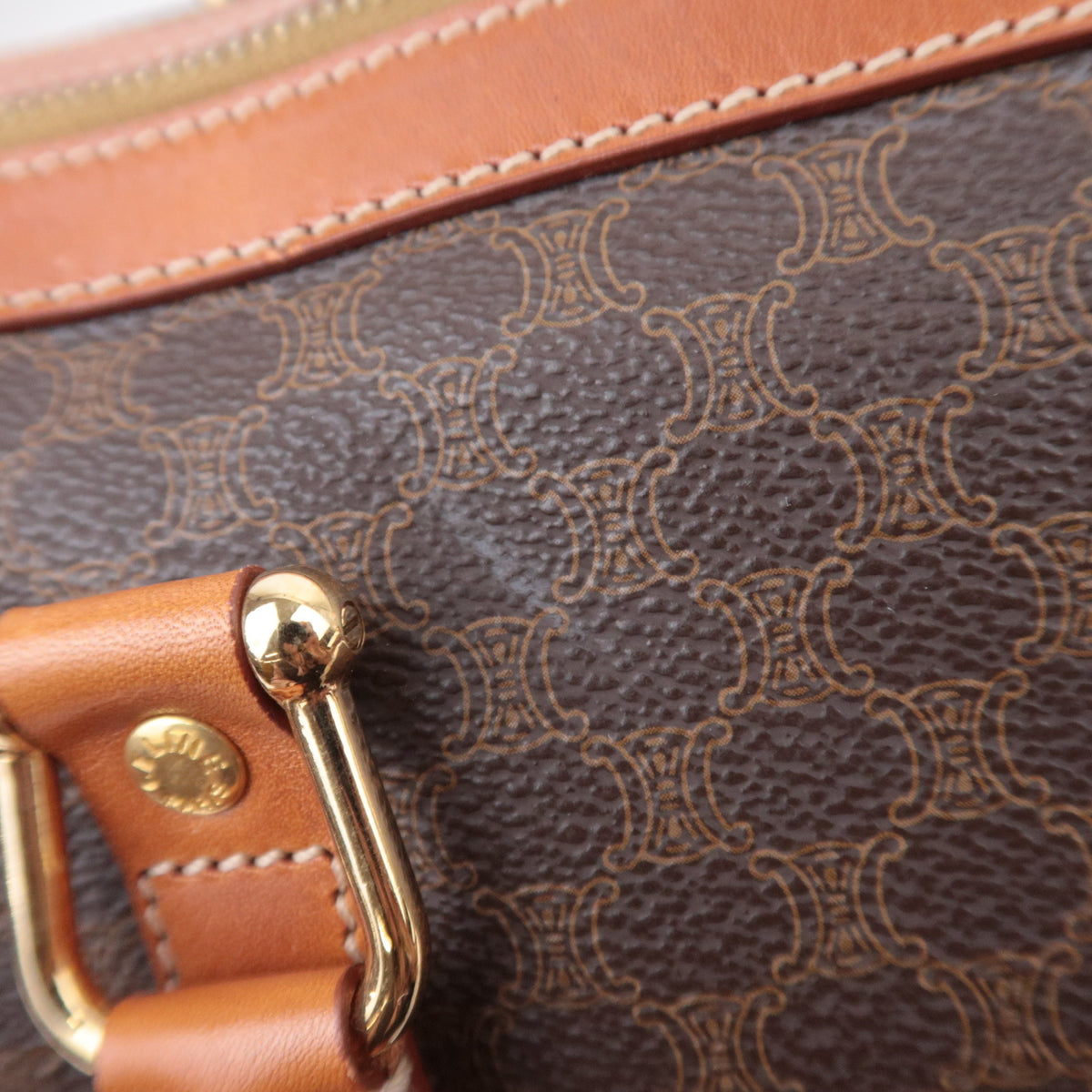 CELINE Macadam Handbag PVC Leather Brown