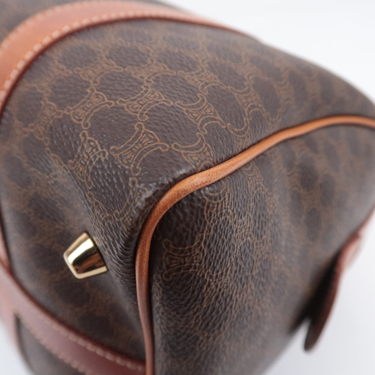 CELINE Macadam Handbag PVC Leather Brown