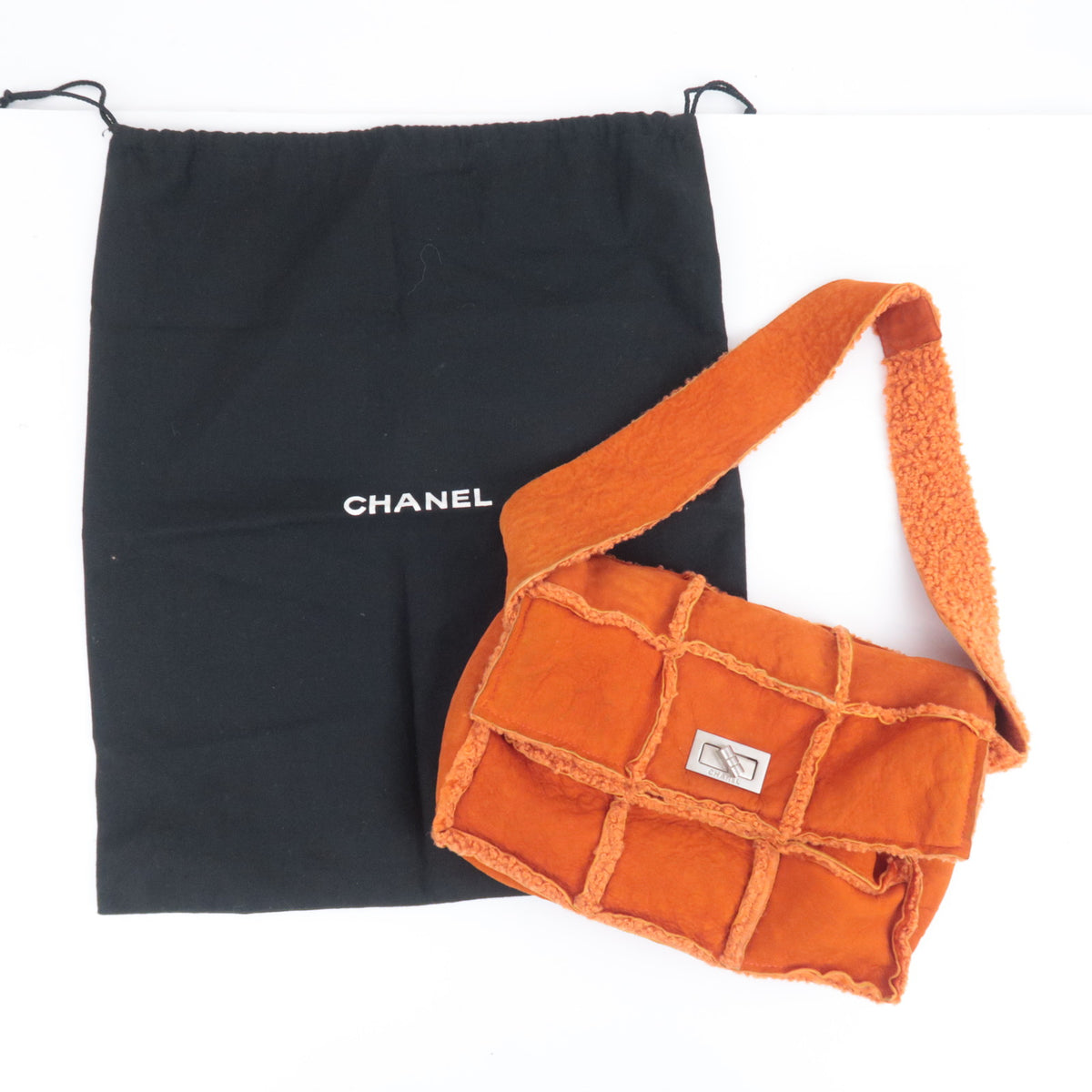 CHANEL 2.55 Patchwork Shearling Suede Shoulder Bag