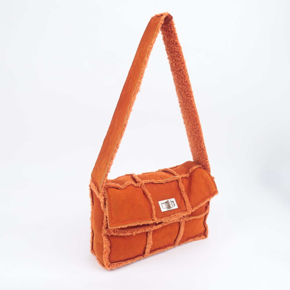 CHANEL 2.55 Patchwork Shearling Suede Shoulder Bag