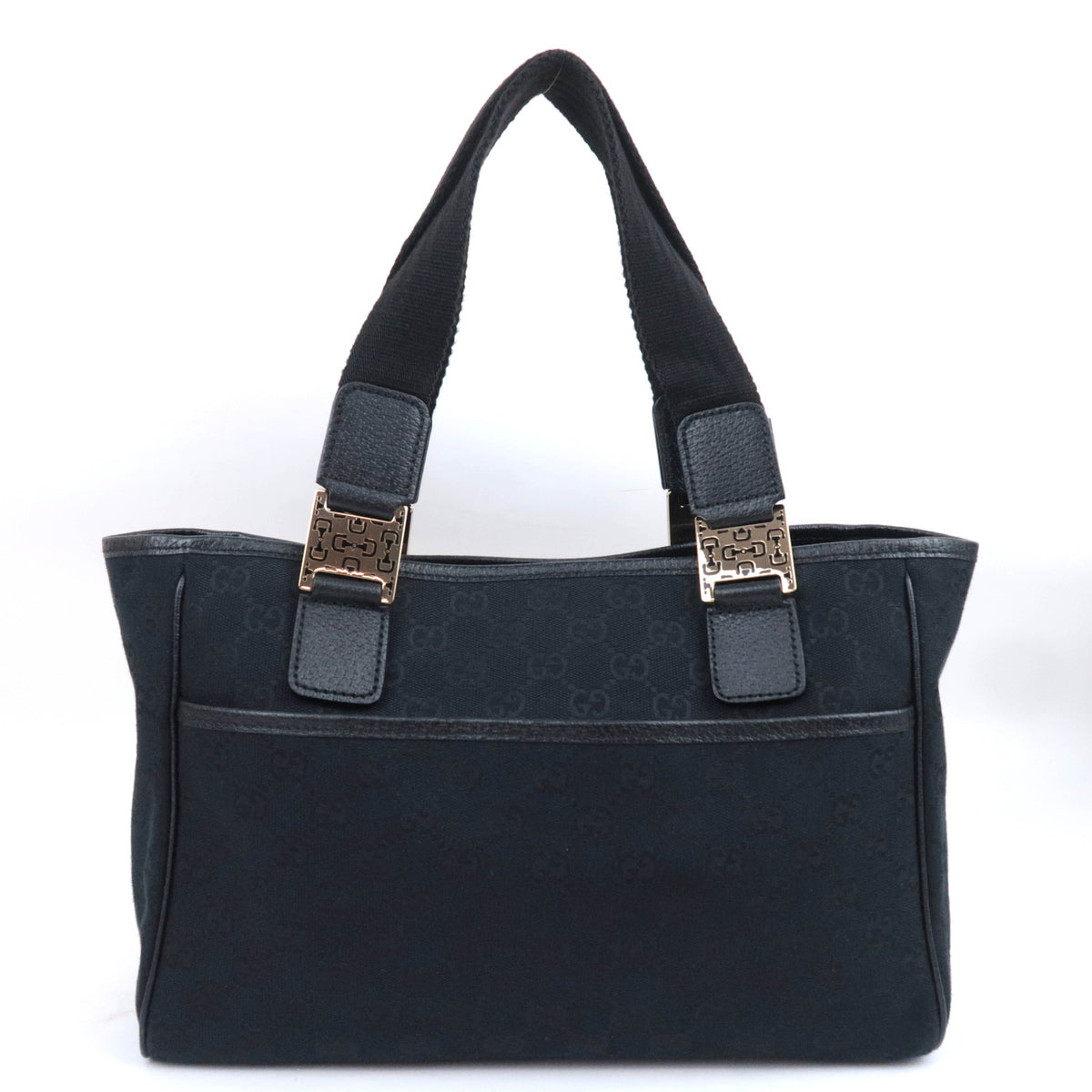 GUCCI Horsebit GG Canvas Tote Bag Black 145810