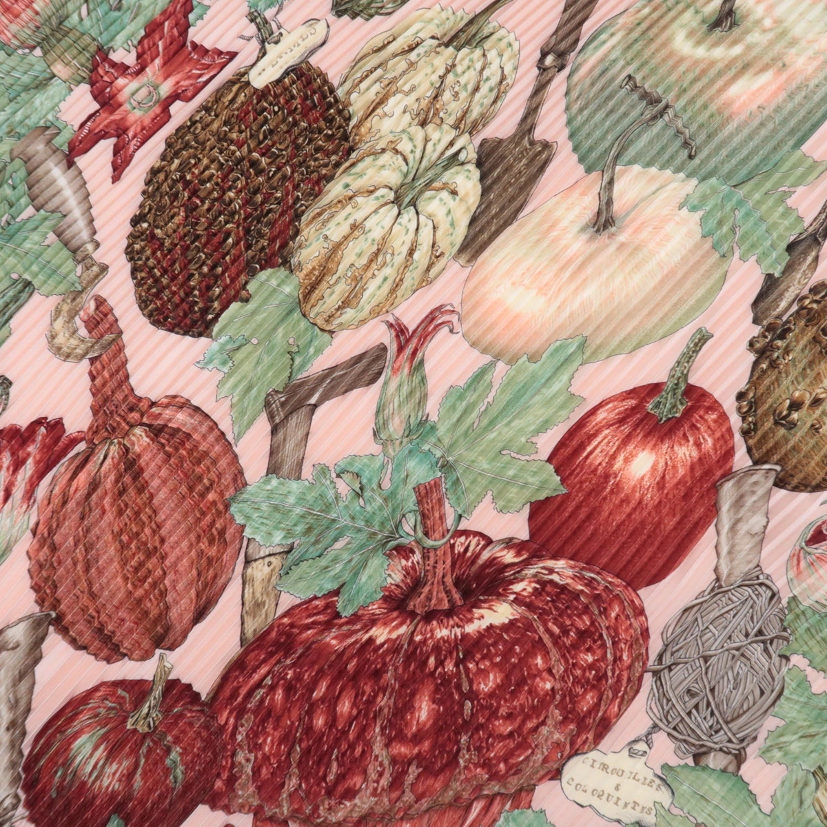 HERMES Pleated Carre 90 Scarf CITROUILLES et COLOQUINTES