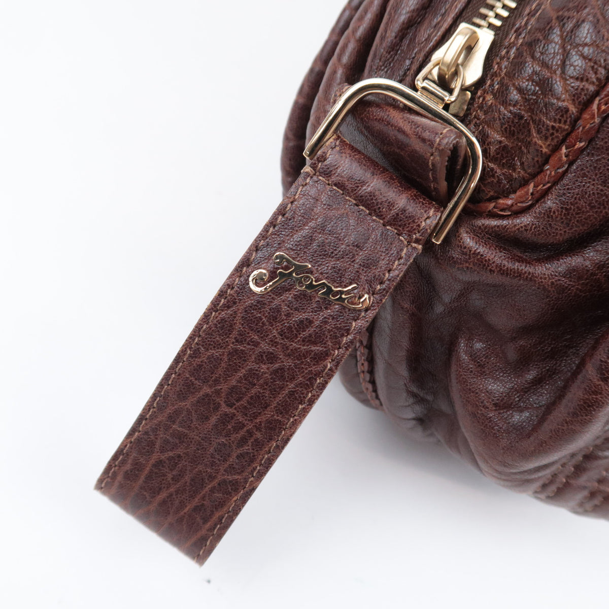 FENDI Mini Spy Bag Leather Handbag Brown 8BL078