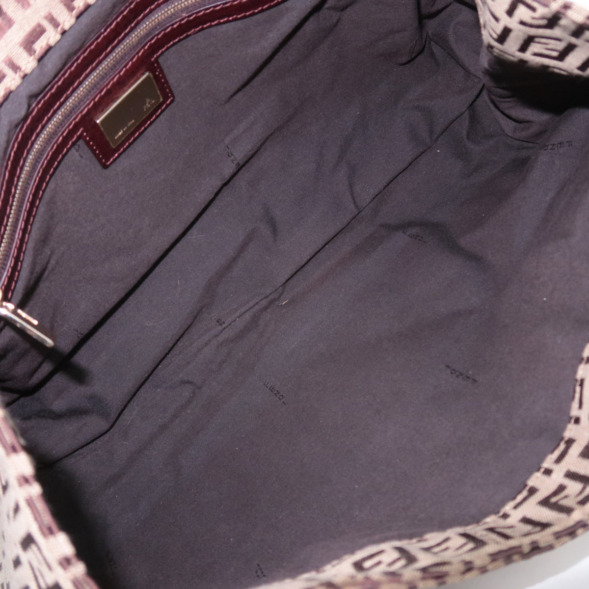 FENDI Zucchino Canvas Leather Shoulder Bag 8BR463