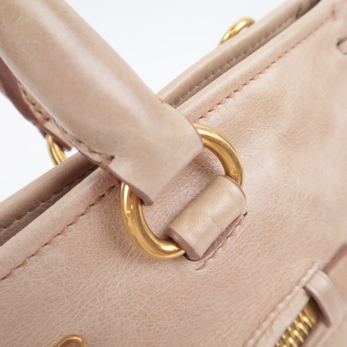 PRADA 2Way Leather Handbag Beige
