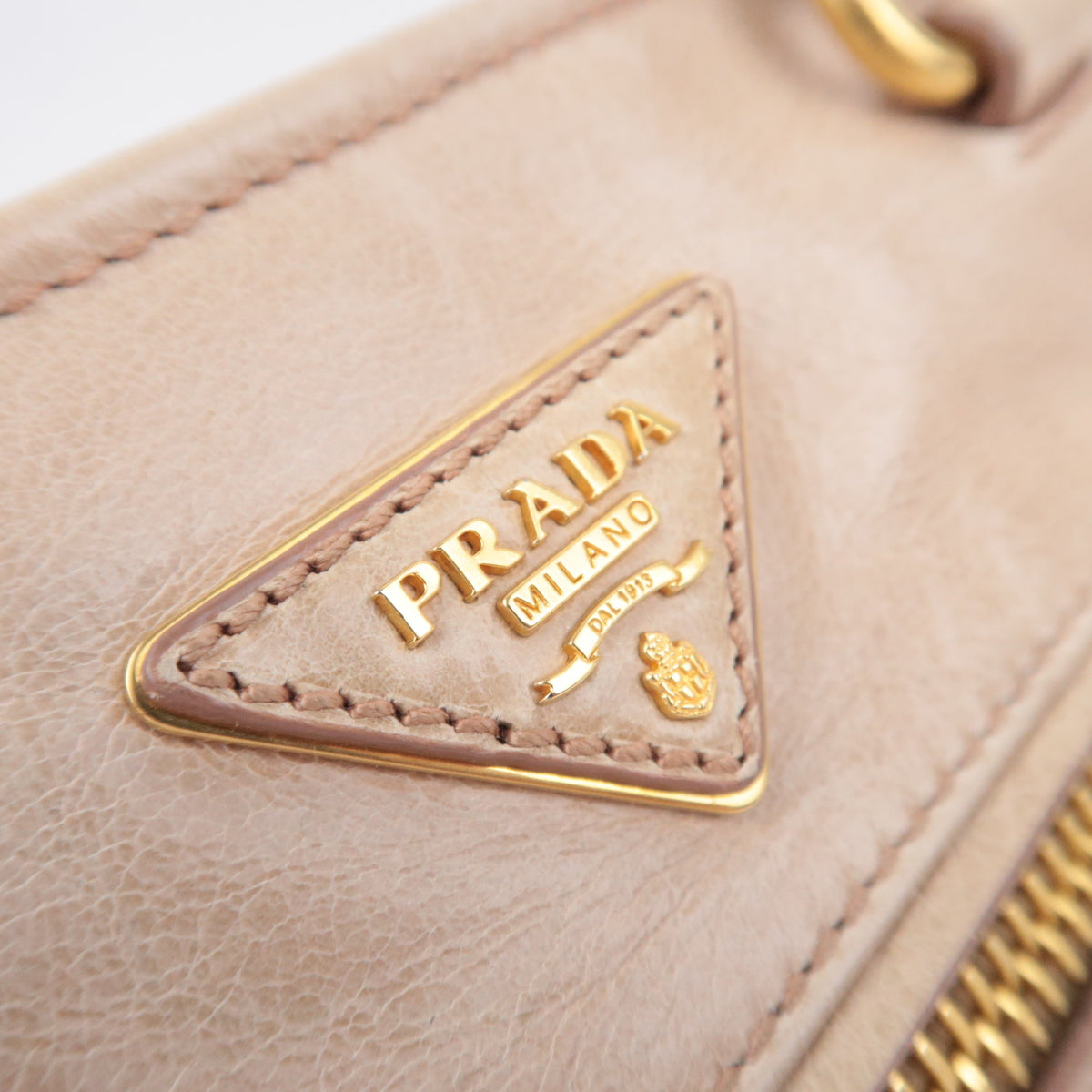 PRADA 2Way Leather Handbag Beige