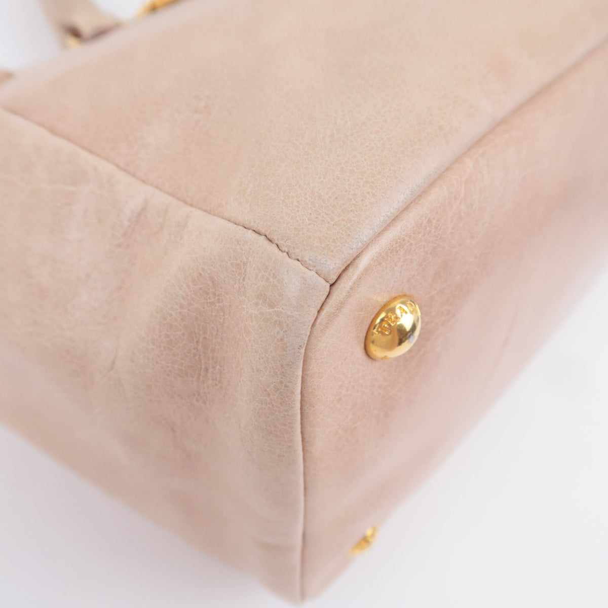 PRADA 2Way Leather Handbag Beige