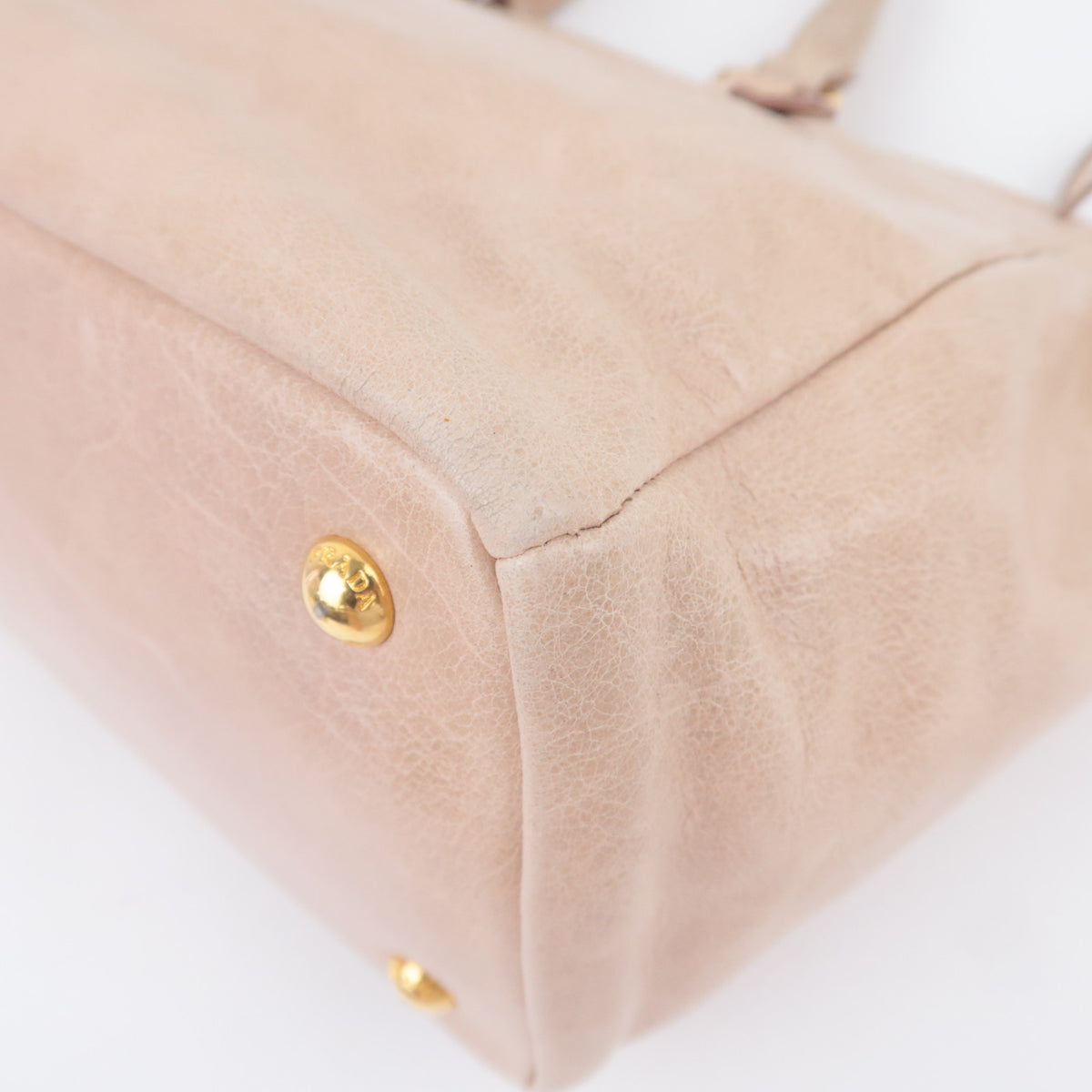 PRADA 2Way Leather Handbag Beige
