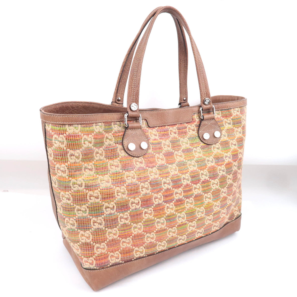 GUCCI Paglia GG Tote Bag Sunset Stripe 232943