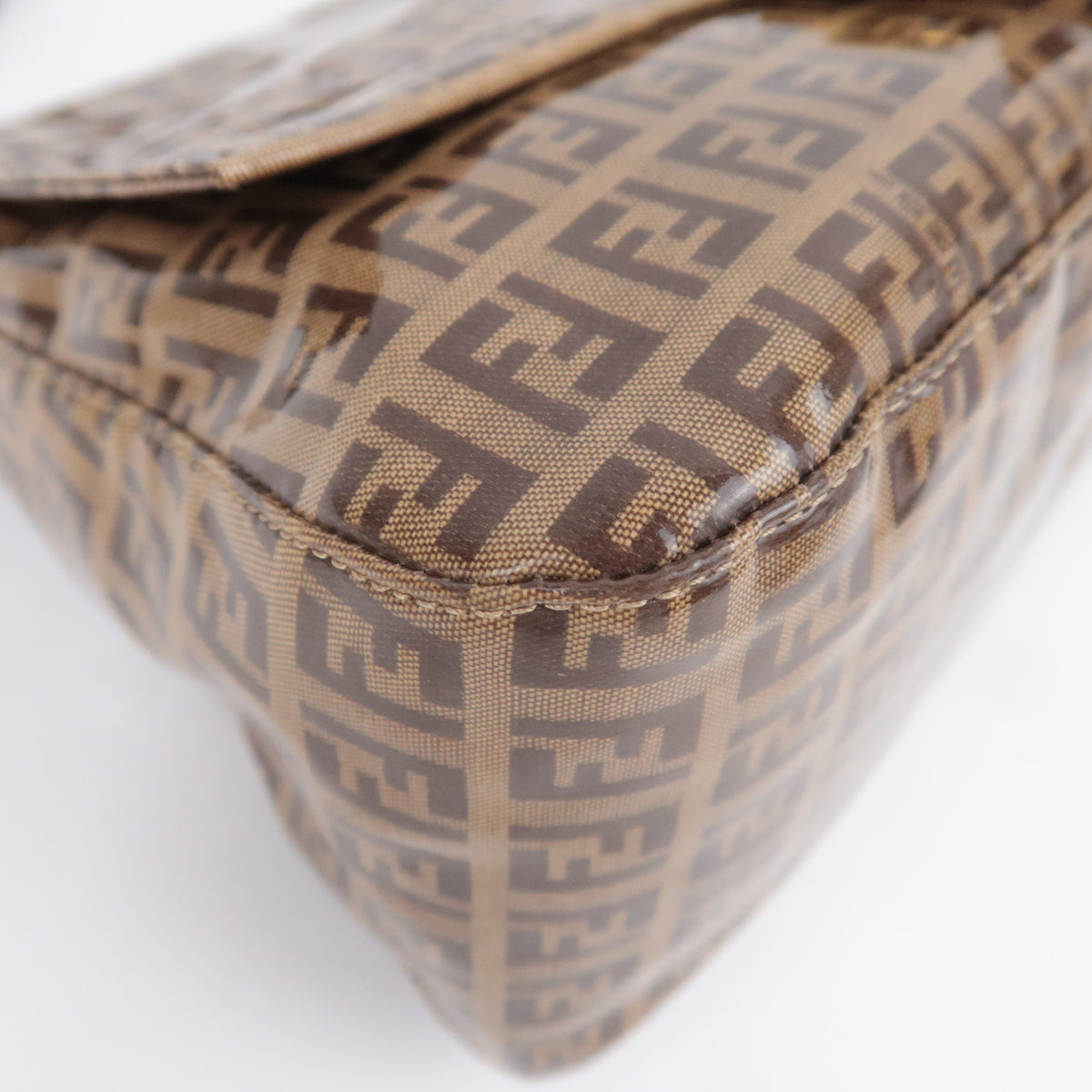 FENDI Zucchino Mamma Baguette Vinyl Shoulder Bag 26325