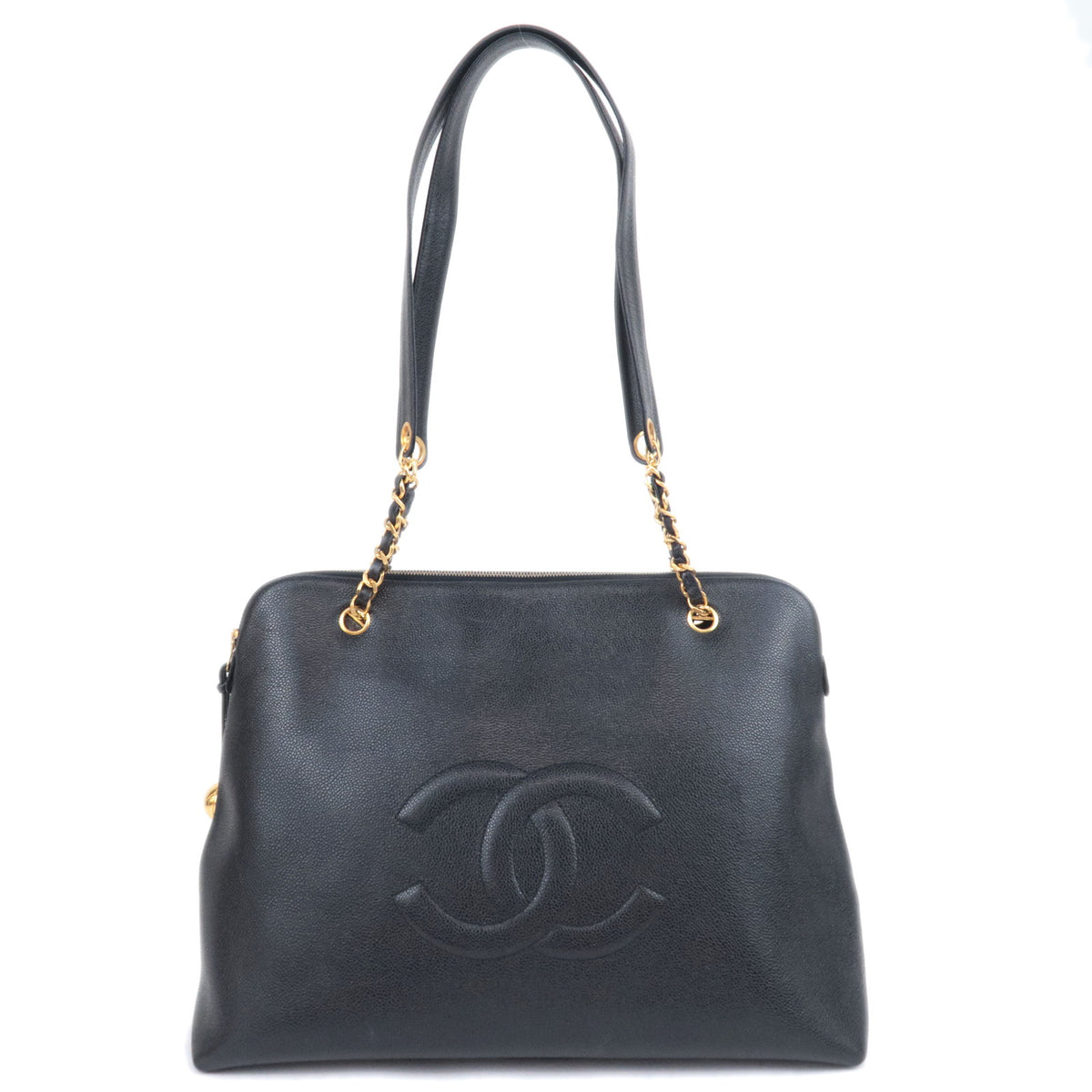 CHANEL Big Coco Mark Chain Tote Bag Caviarskin93311