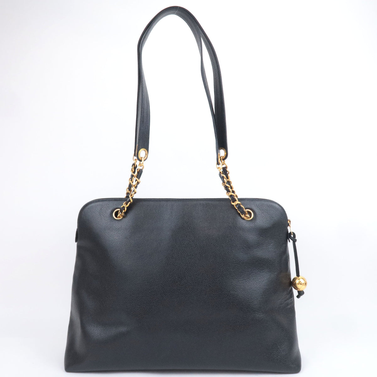 CHANEL Big Coco Mark Chain Tote Bag Caviarskin