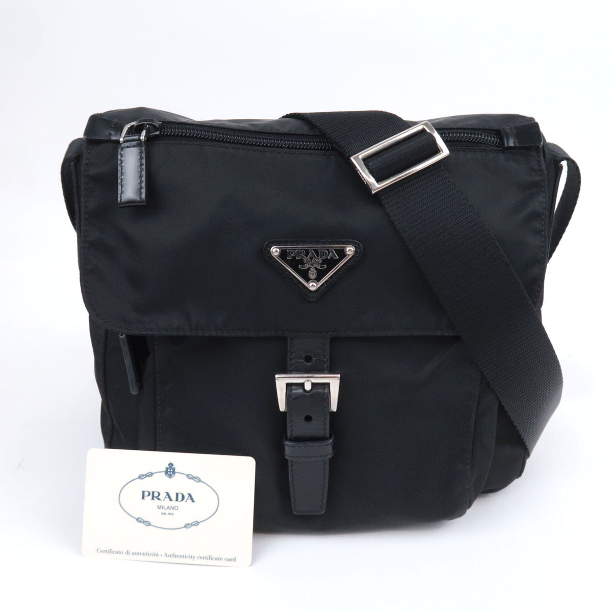 PRADA Nylon Leather Shoulder Bag BT8994