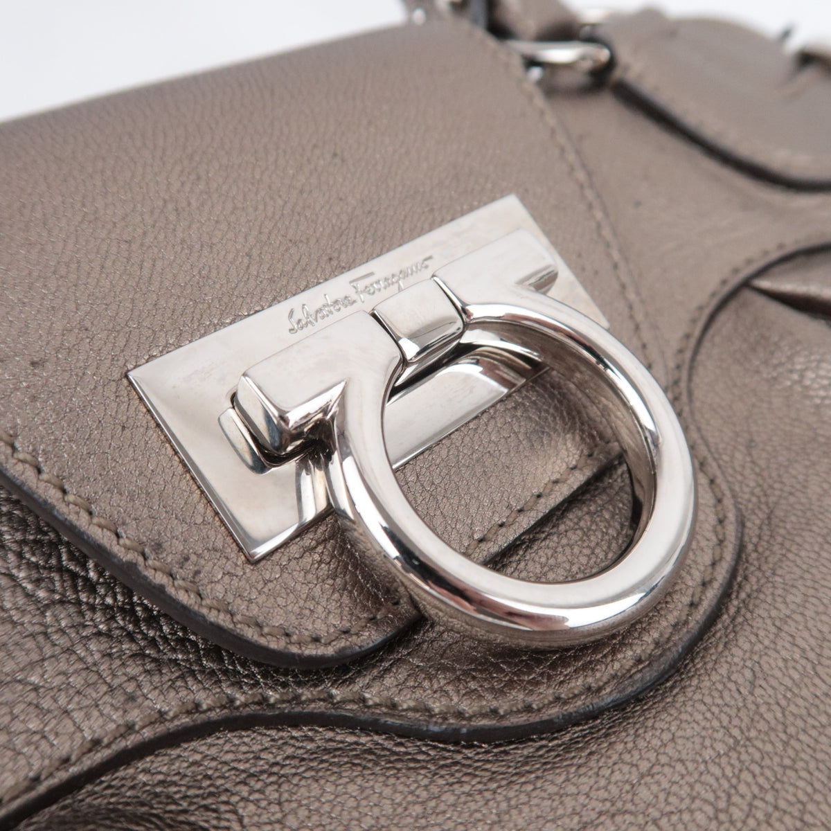Ferragamo Gancini Leather Shoulder Bag