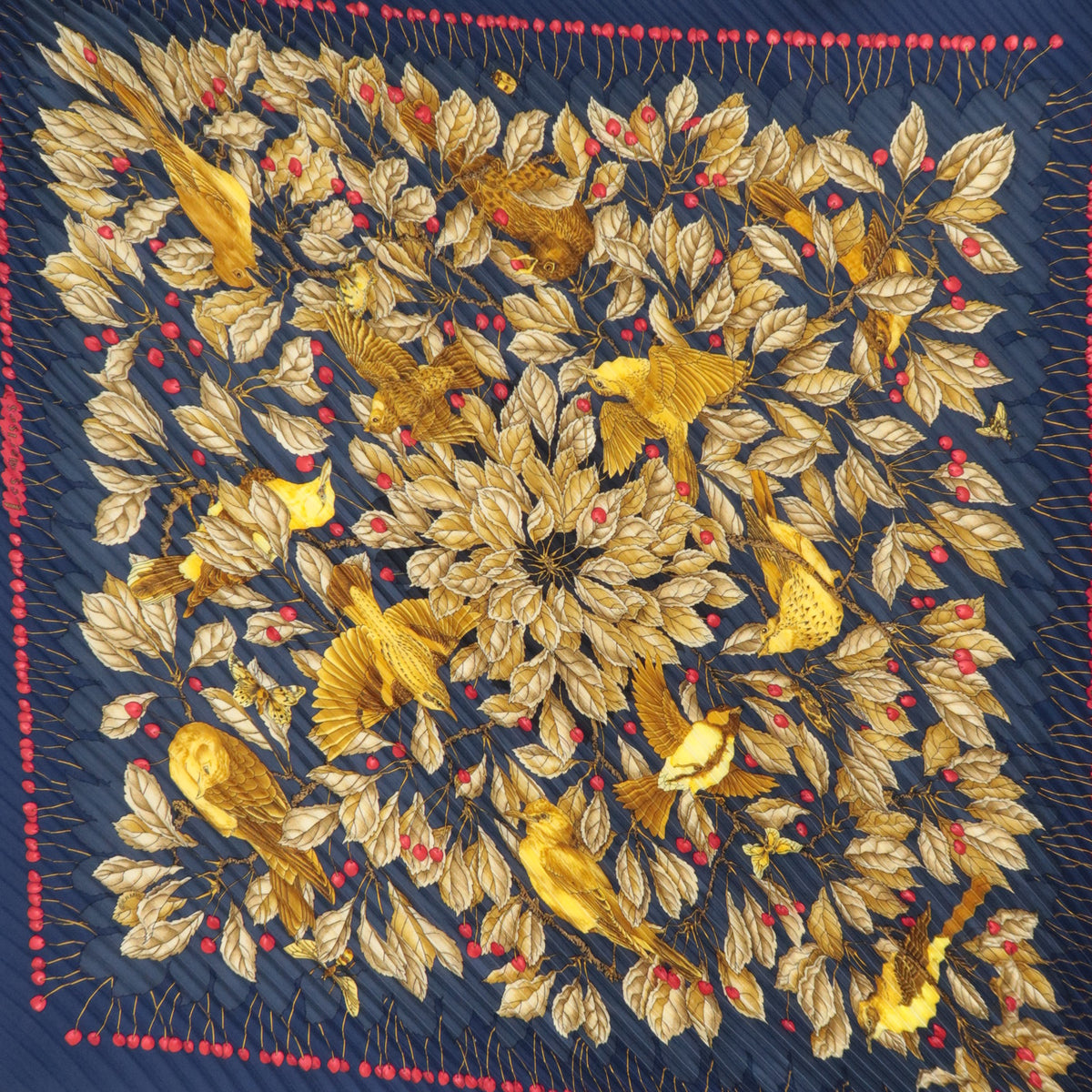 HERMES Pleated Carre 90 Scarf Les merises