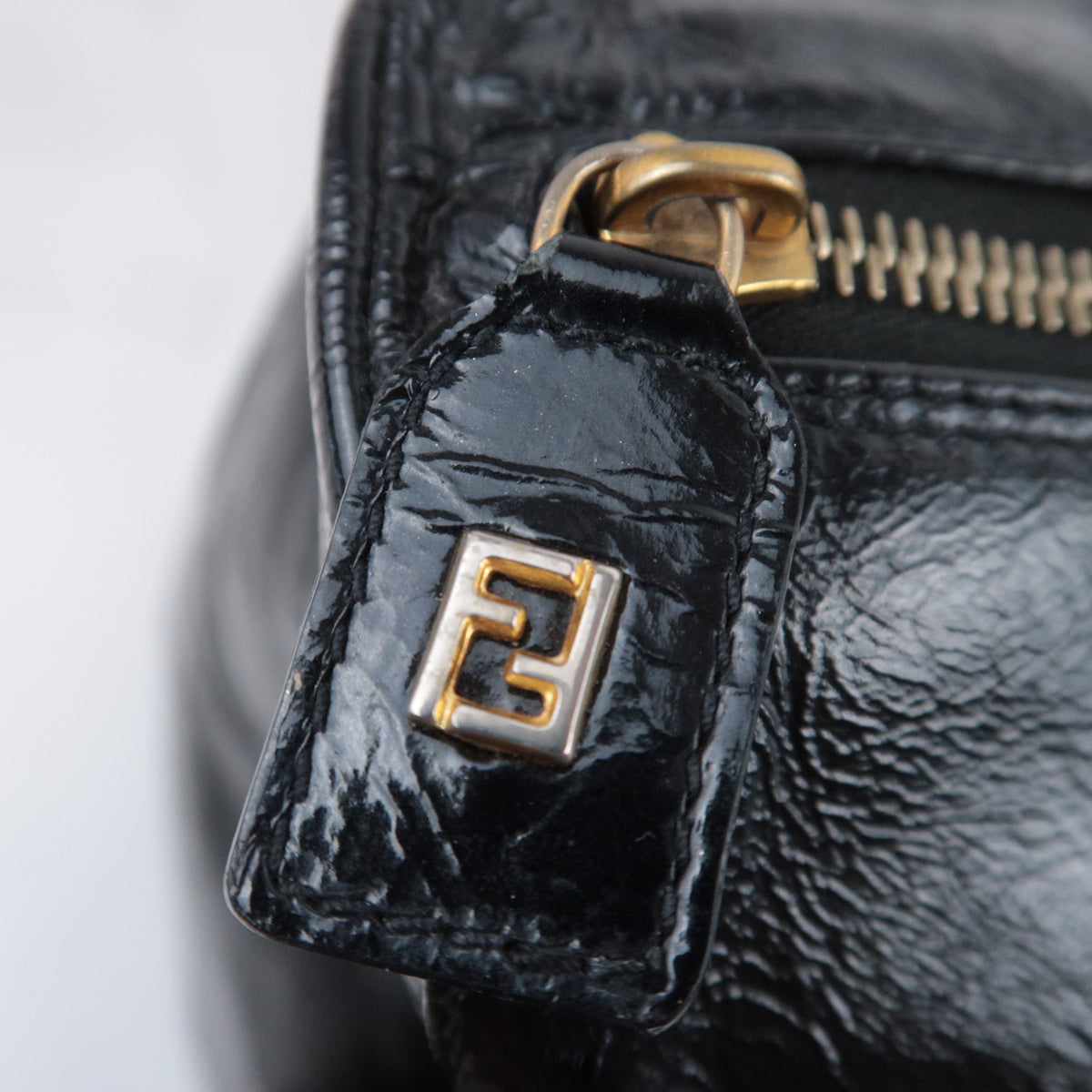 FENDI Patent Large Boston Bag Weekender Bag 26370