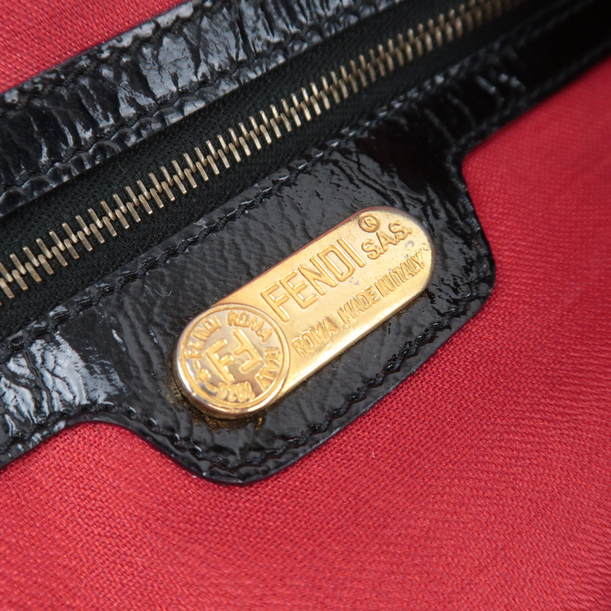 FENDI Patent Large Boston Bag Weekender Bag 26370