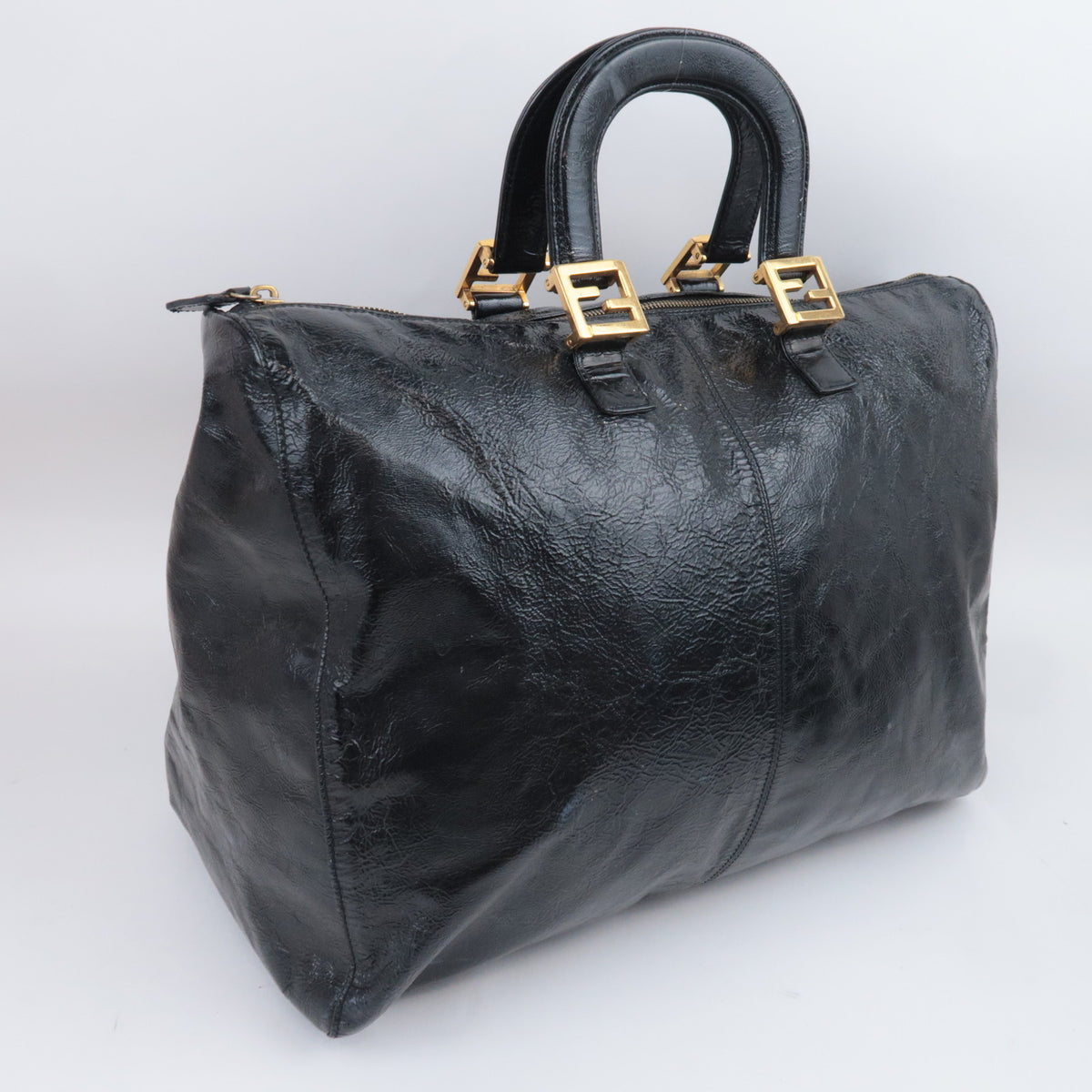 FENDI Patent Large Boston Bag Weekender Bag 26370