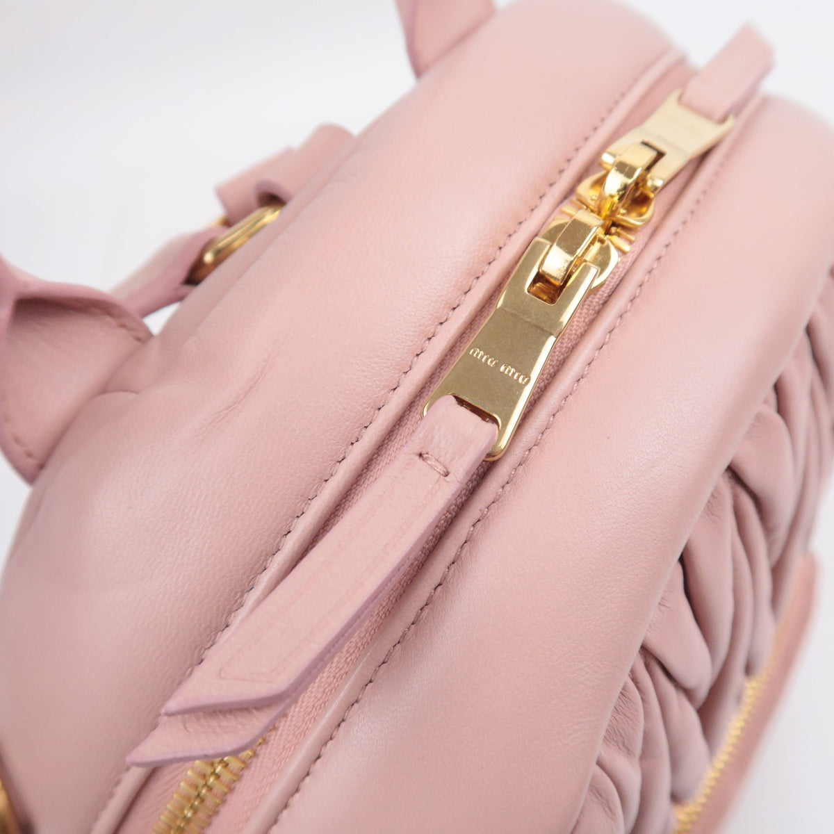 MIU MIU Matelasse Leather Backpack Pink 5BZ022