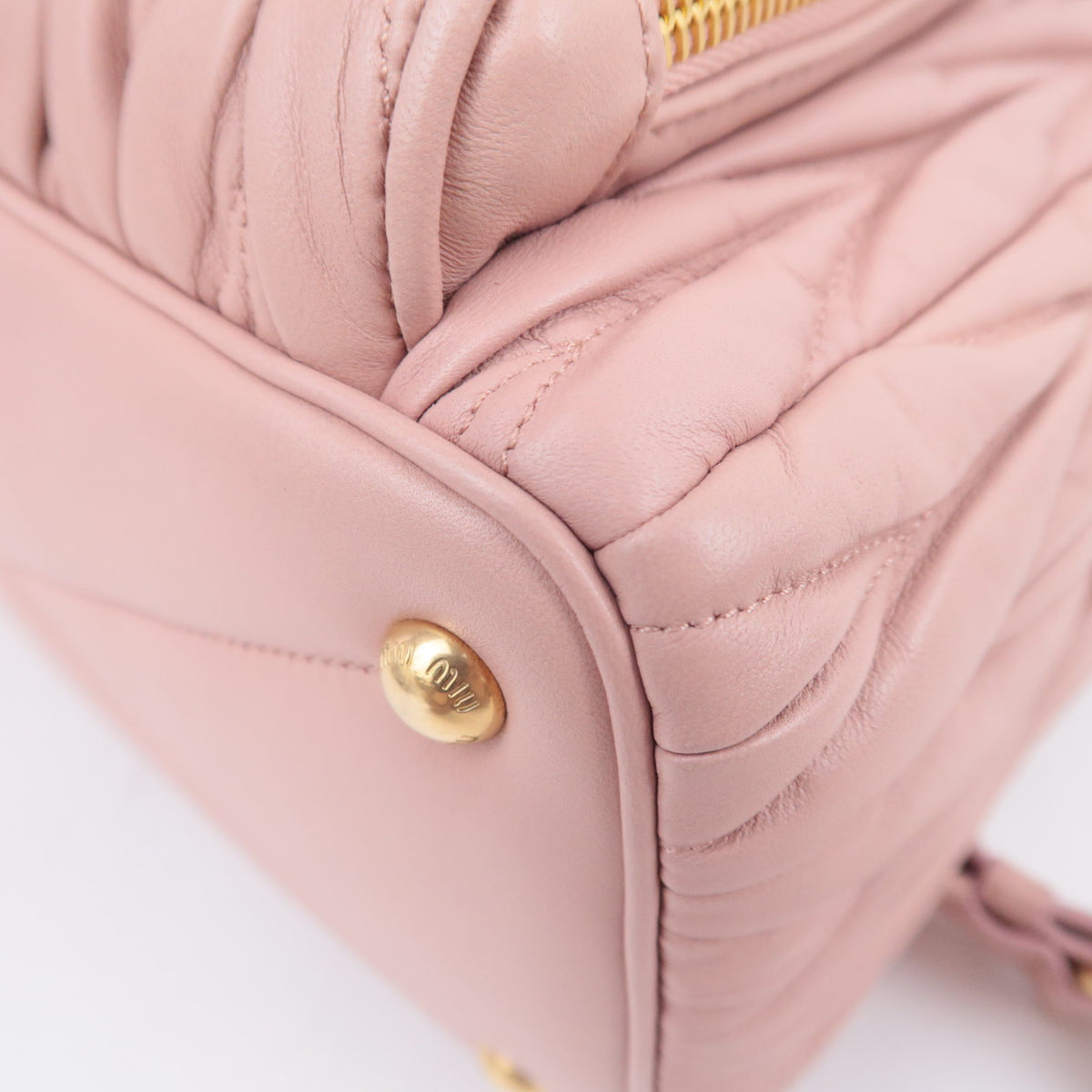 MIU MIU Matelasse Leather Backpack Pink 5BZ022