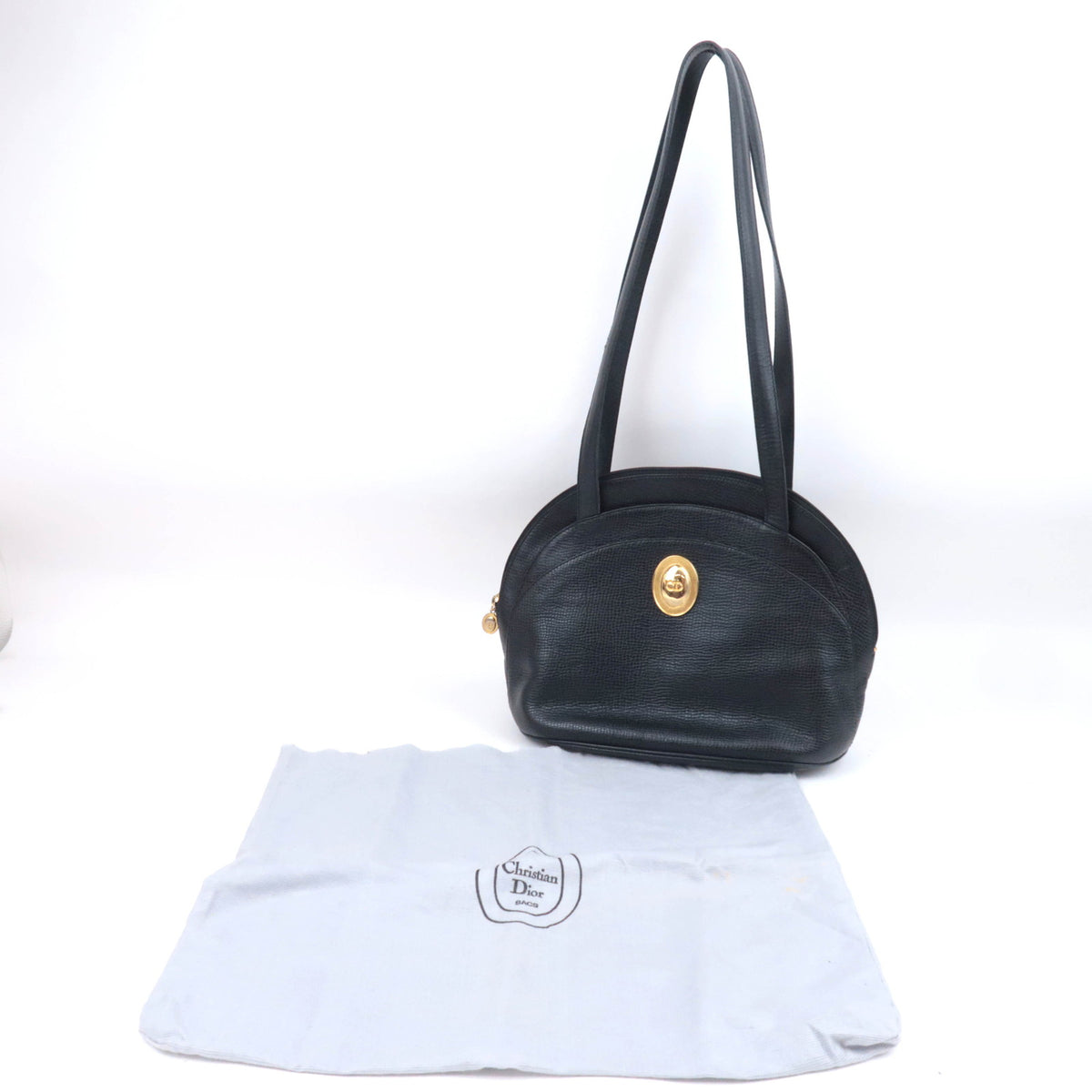 Christian Dior Oval Logo Leather Shoulder Bag