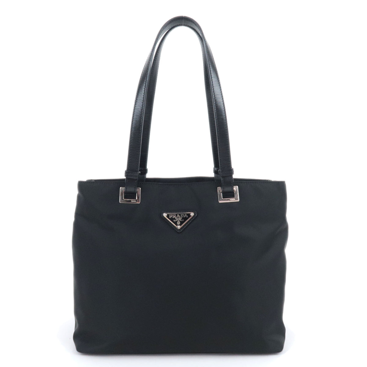 PRADA Nylon Leather Tote Bag Black BR321493450
