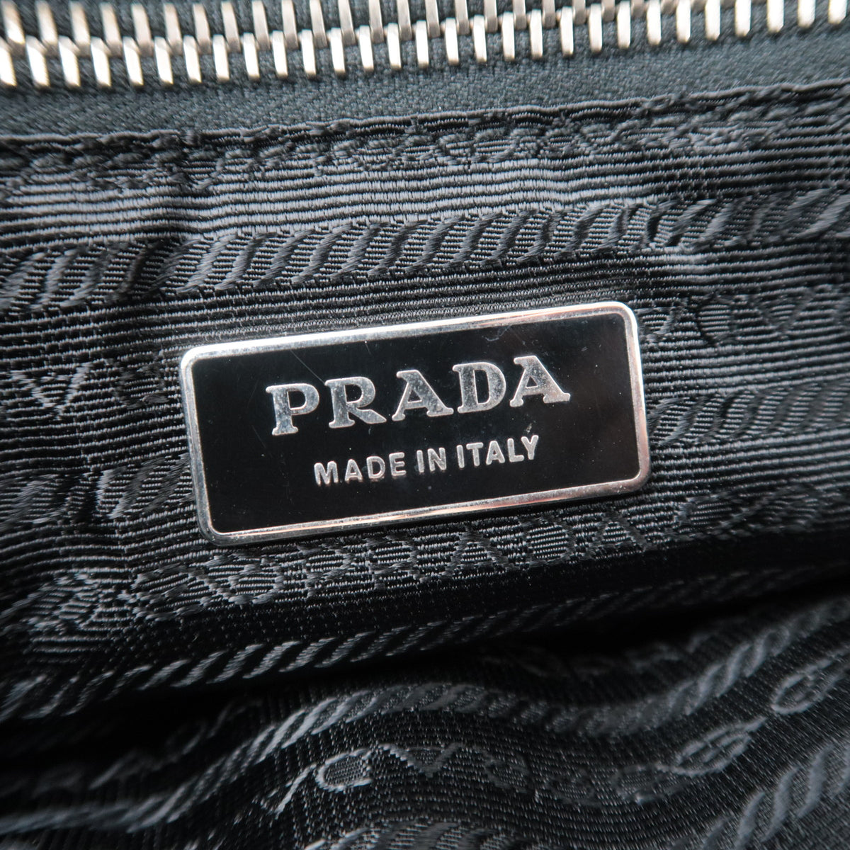 PRADA Nylon Leather Tote Bag Black BR3214