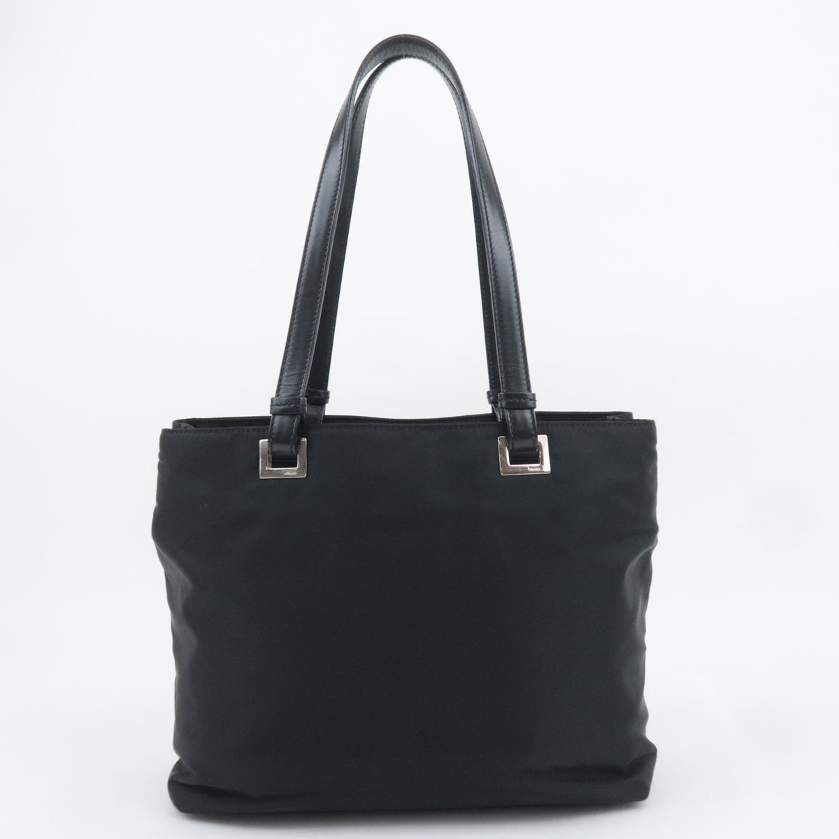 PRADA Nylon Leather Tote Bag Black BR3214