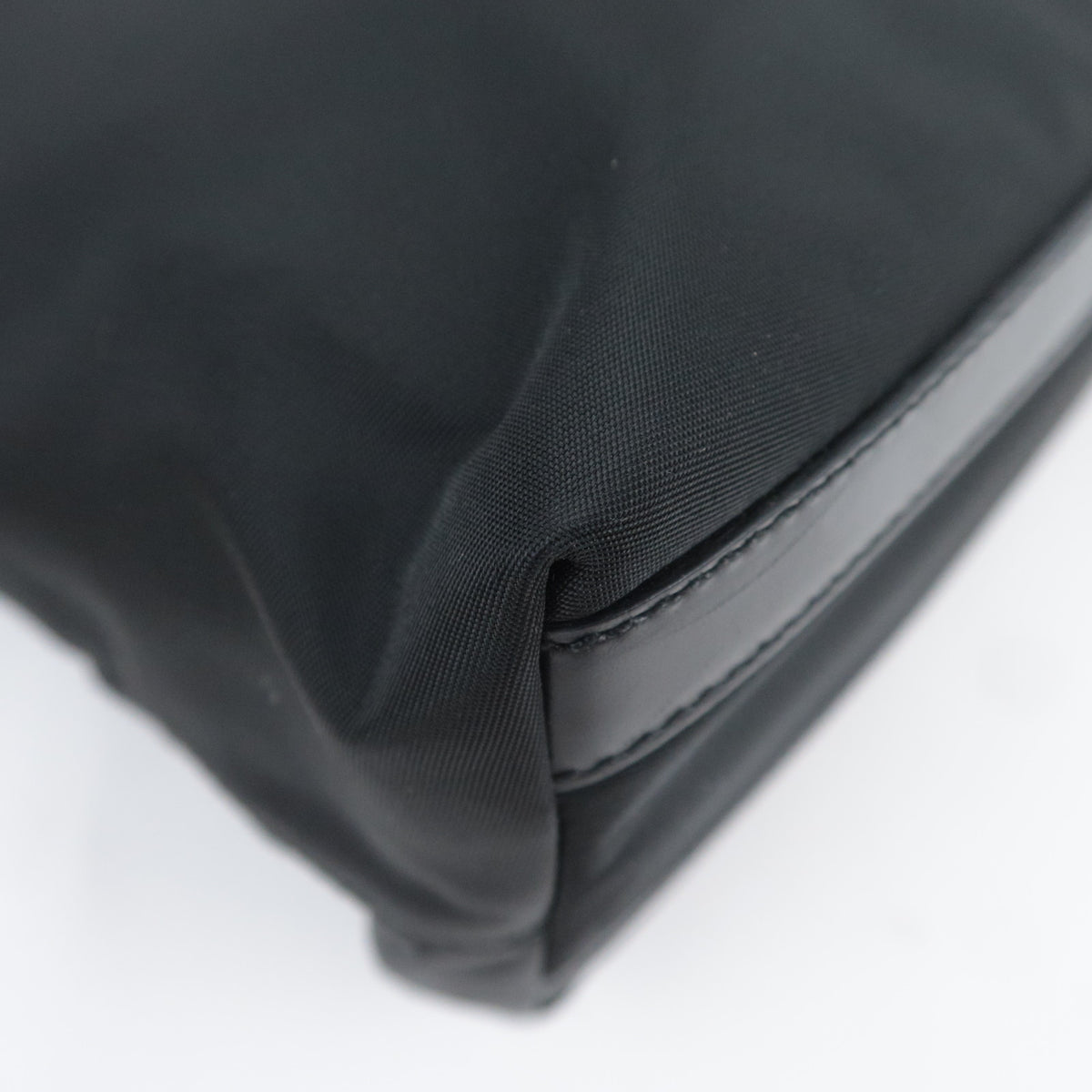PRADA Nylon Leather Tote Bag Black BR3214