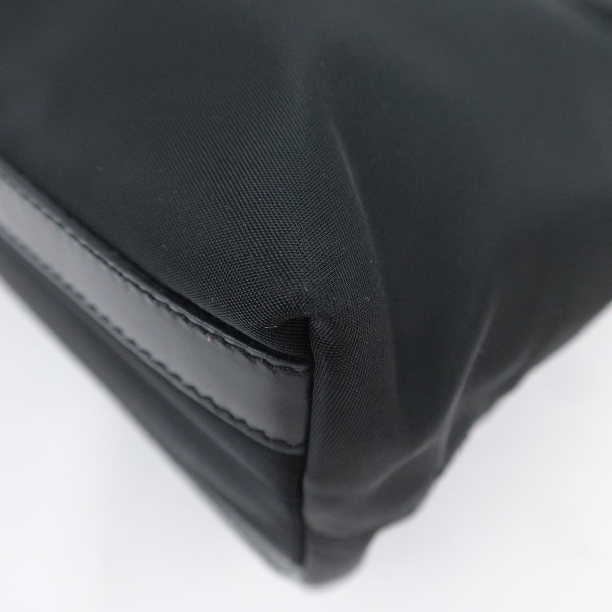 PRADA Nylon Leather Tote Bag Black BR3214