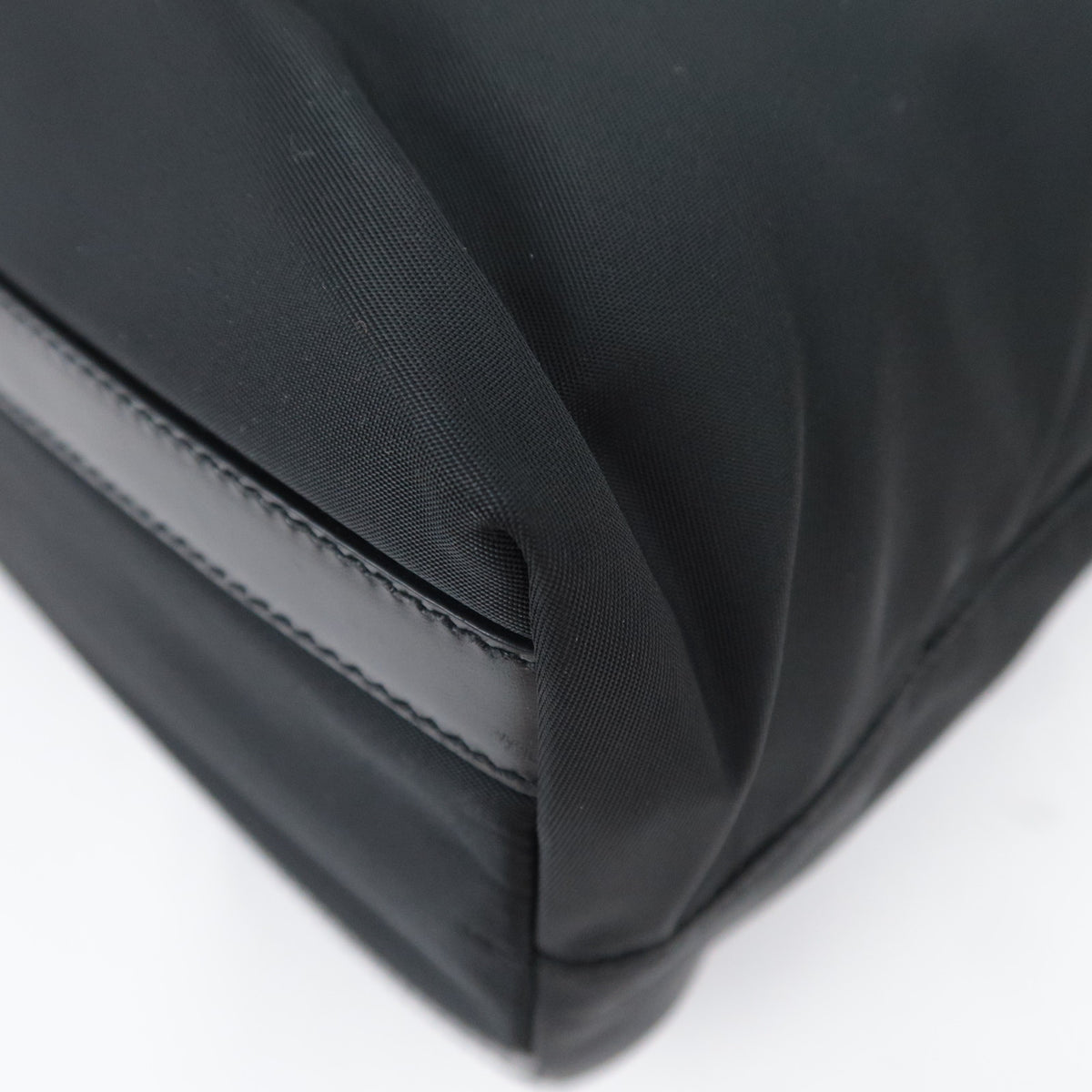 PRADA Nylon Leather Tote Bag Black BR3214