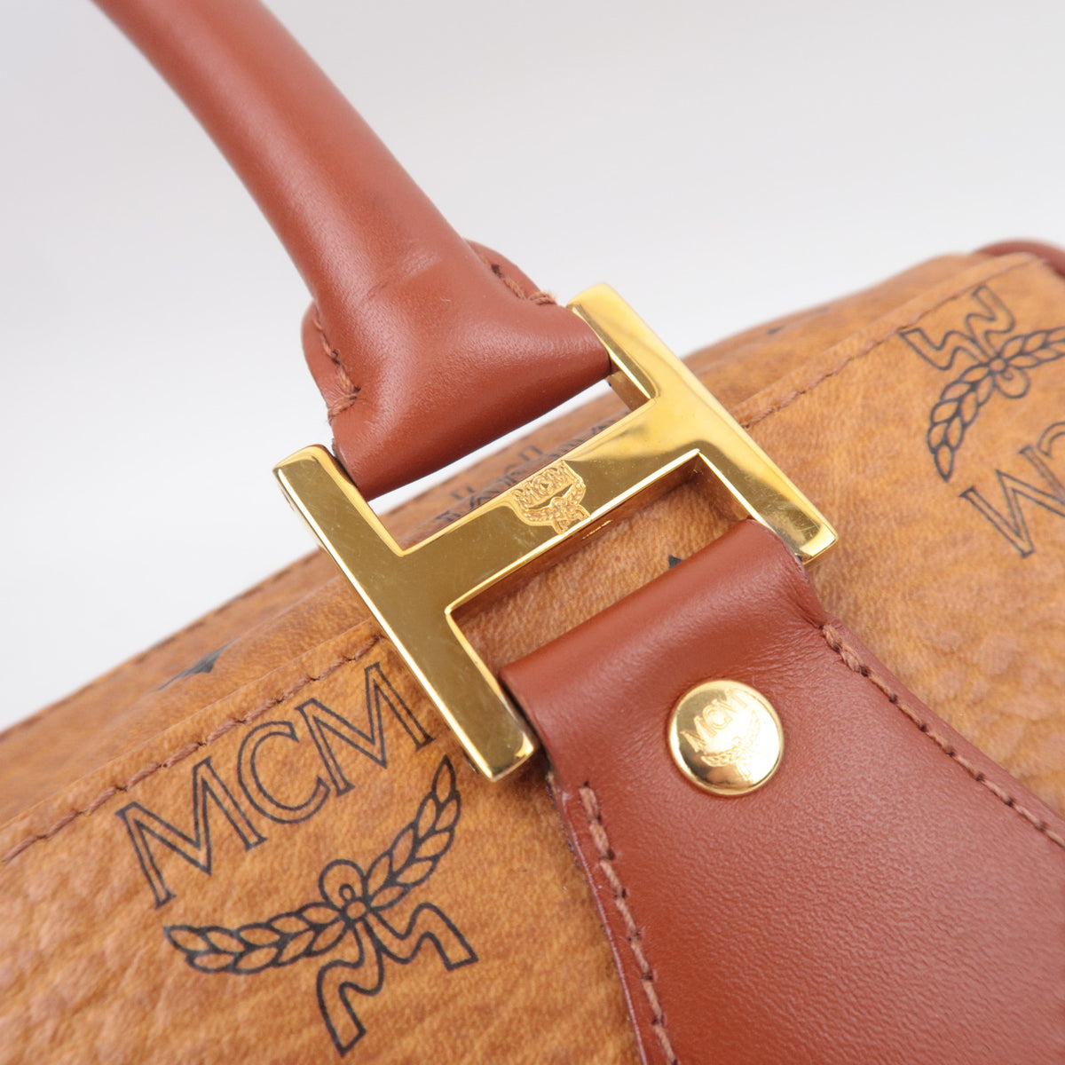 MCM Visetos 2Way Leather Shoulder Bag Brown