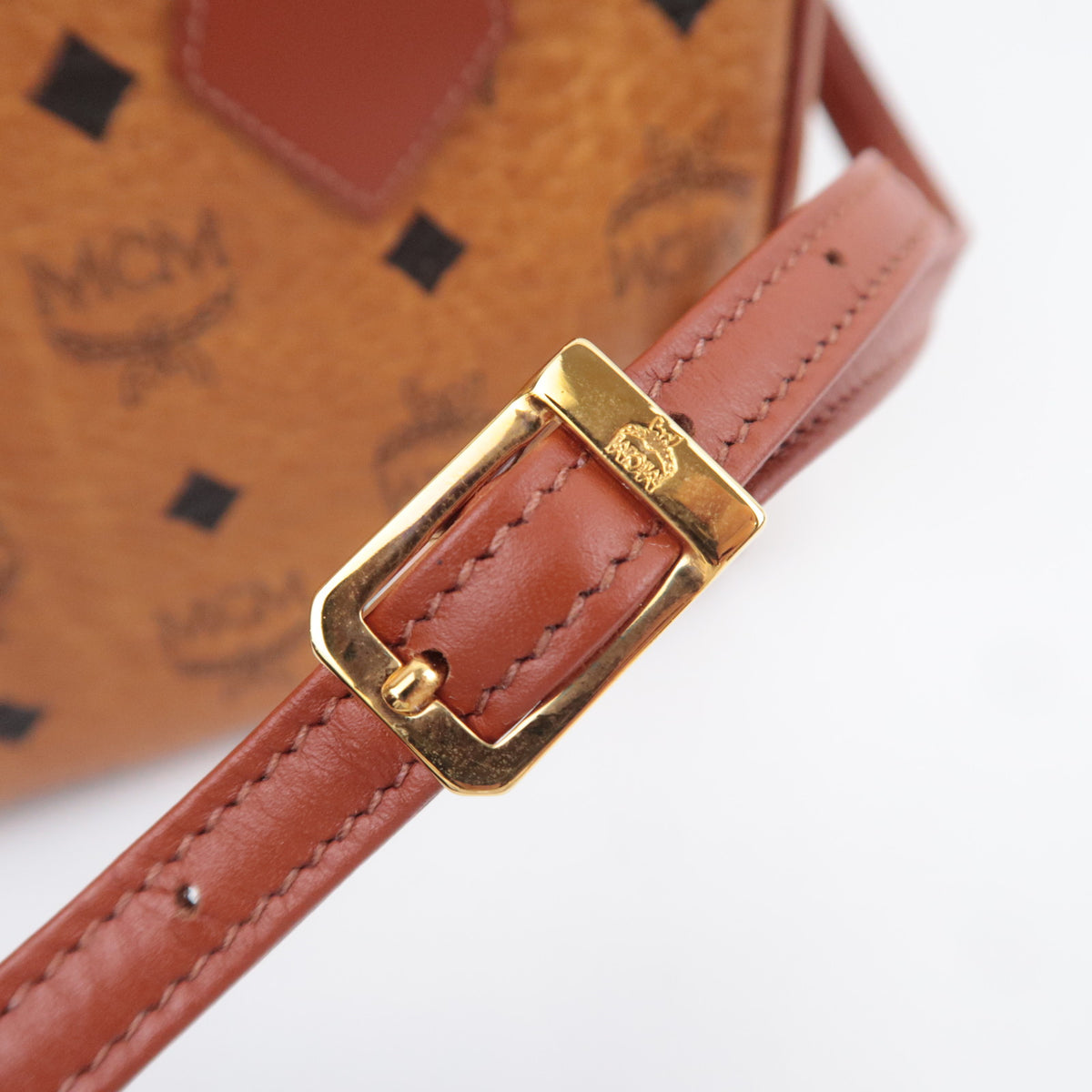 MCM Visetos 2Way Leather Shoulder Bag Brown