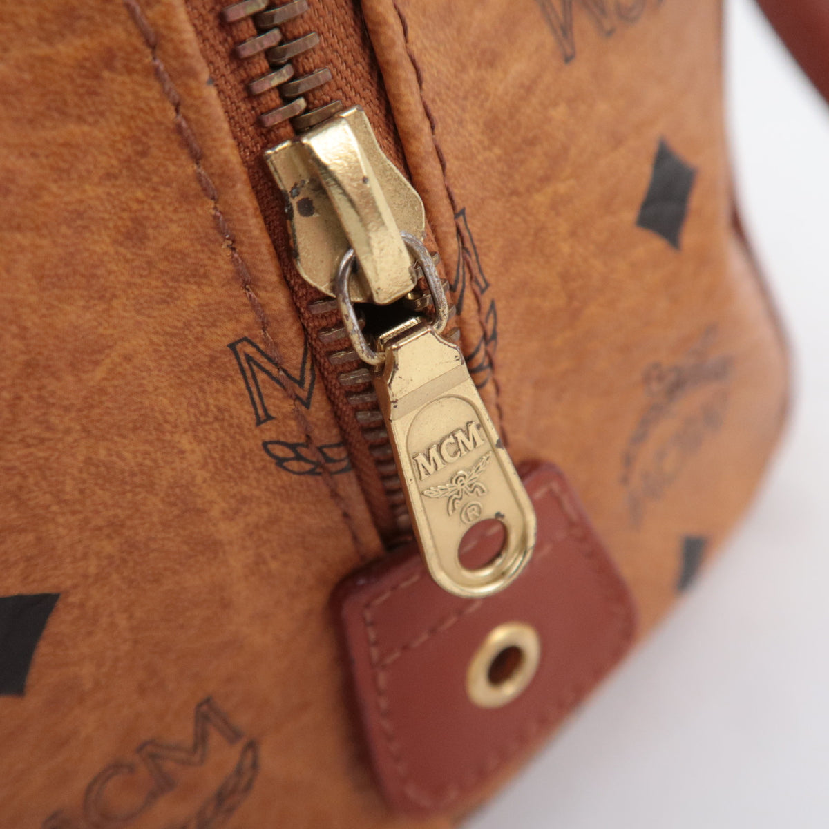 MCM Visetos 2Way Leather Shoulder Bag Brown
