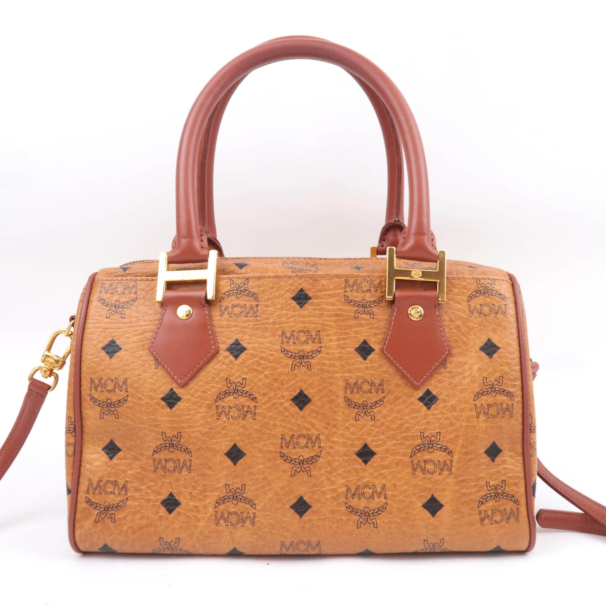 MCM Visetos 2Way Leather Shoulder Bag Brown