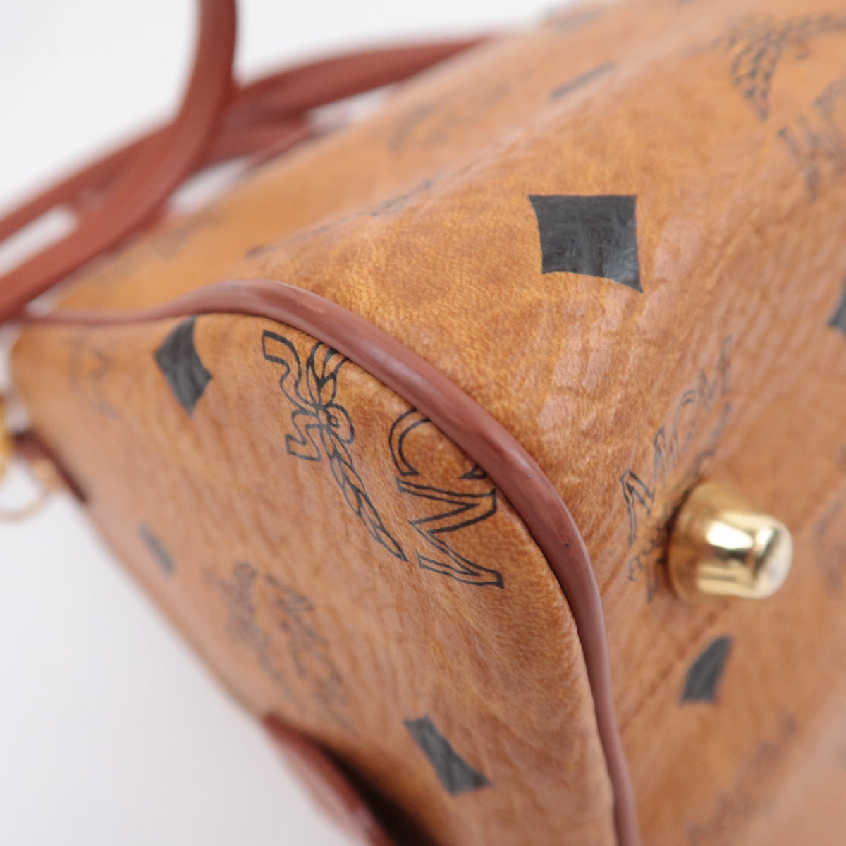 MCM Visetos 2Way Leather Shoulder Bag Brown