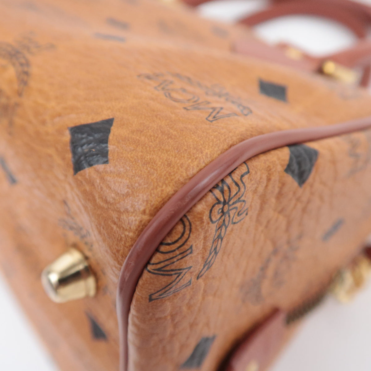 MCM Visetos 2Way Leather Shoulder Bag Brown
